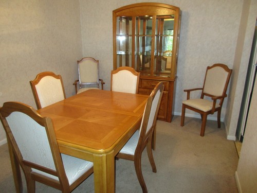 Dining room set table with - room,
