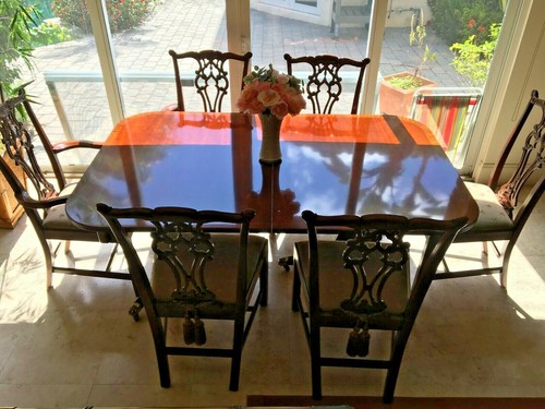 Formal wood dinning room - , table
